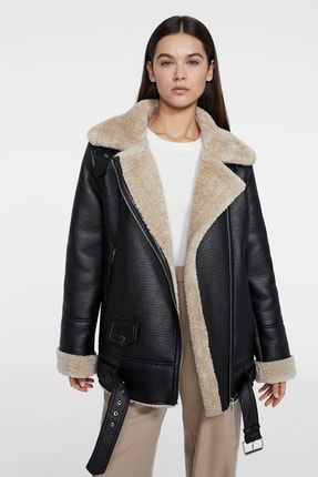 stradivarius+suni+kurklu+biker+ceket