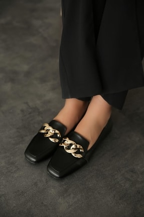 ZENNESHOES Kadin+Siyah+Deri+Babet