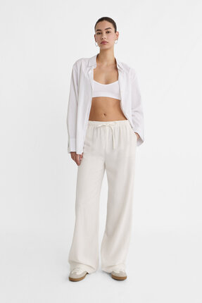 Stradivarius Keten+Kar+Bol+Kesim+Pantolon
