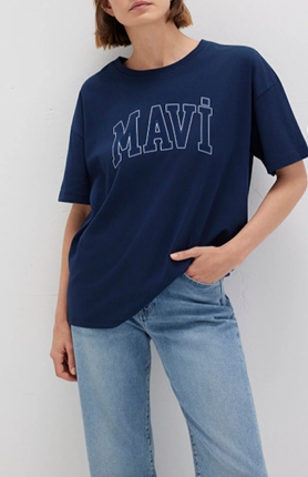 Mavi Logo Baskılı Lacivert Tişört Regular Fit