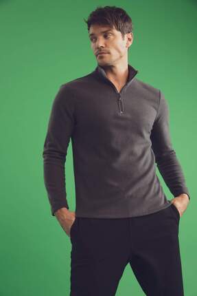 DeFacto Regular Fit Fermuarlı Dik Yaka Yarım Fermuarlı Polar Sweatshirt Y3996AZ22AU