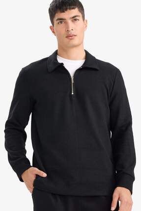 DeFacto Regular Fit Polo Yaka Yarım Fermuarlı Sweatshirt F2802AX25AU