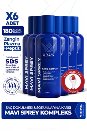 Uraw Mavi Sprey 6’lı Set | Saç Kökü Aktivasyon Desteği